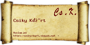 Csiky Kürt névjegykártya